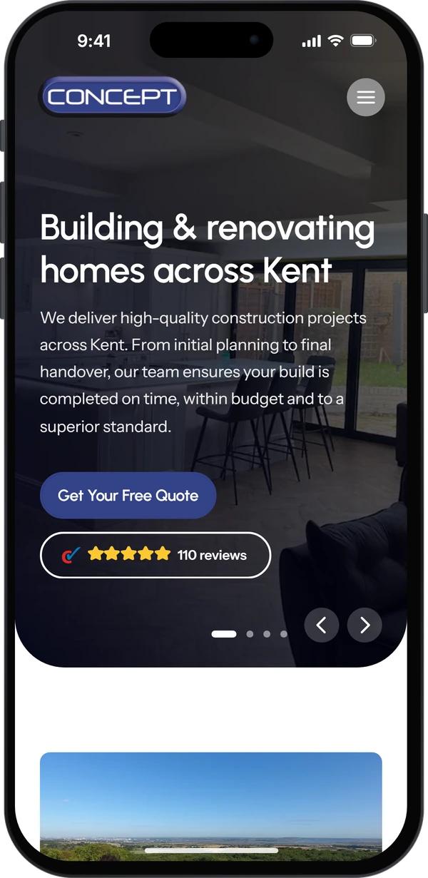 Concept Infrastructure home page on a phone